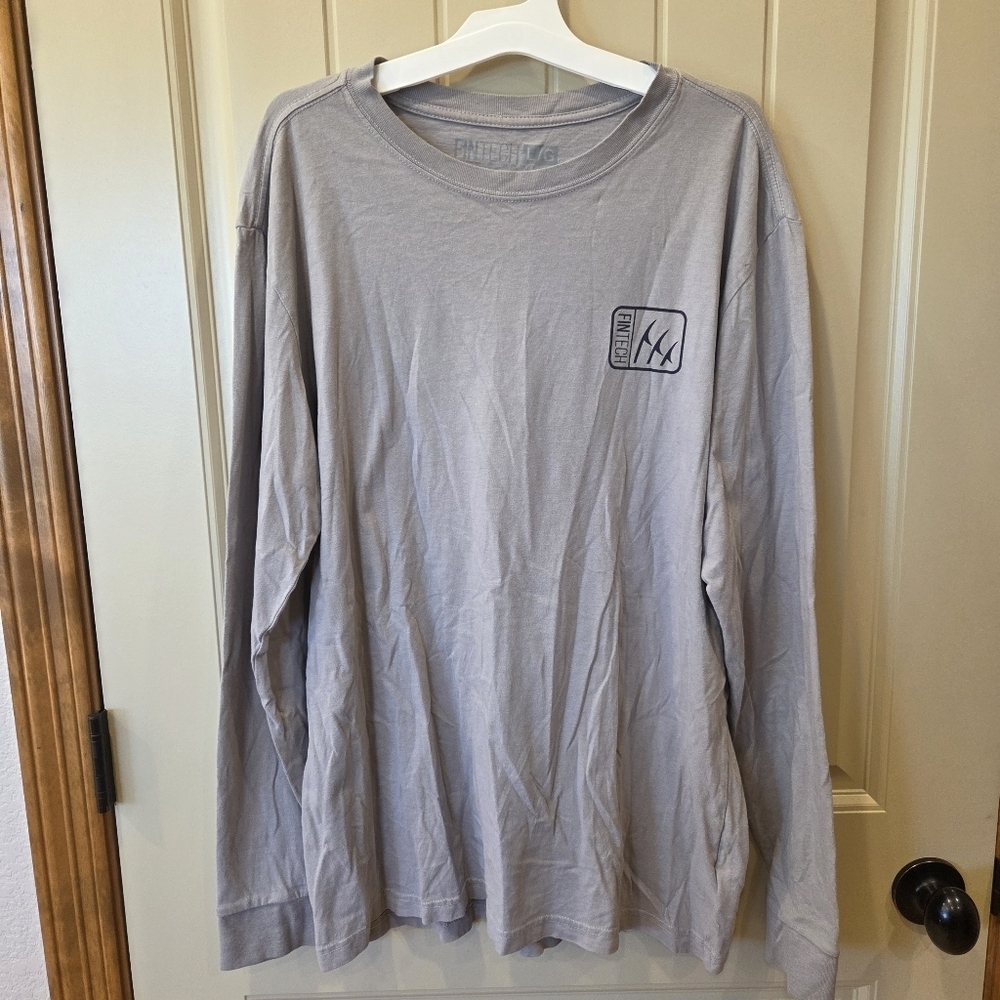 FINTECH Performance Fishing Sun Washed LS Graphic T-Shirt Alloy Size Large New